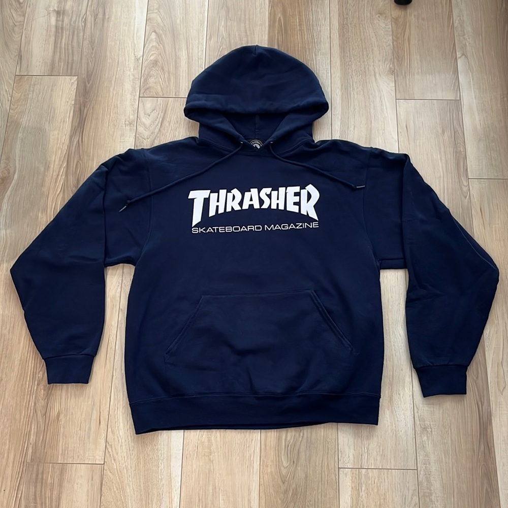 Thrasher navy blue hoodie